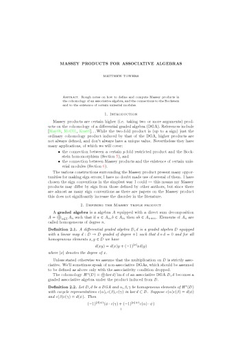 Massey products for associative algebras [expository notes]