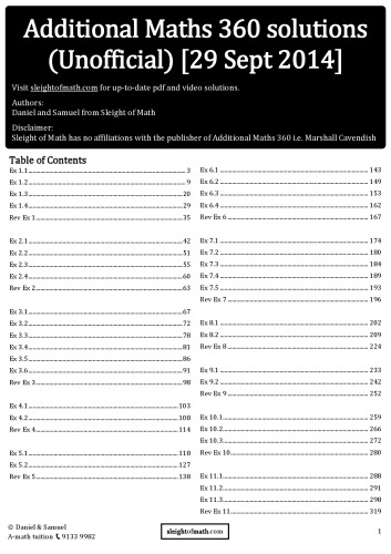 Additional Maths 360 Solutions