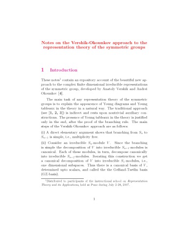 Notes on the Vershik-Okounkov approach to the representation theory of the symmetric groups [Lecture notes]