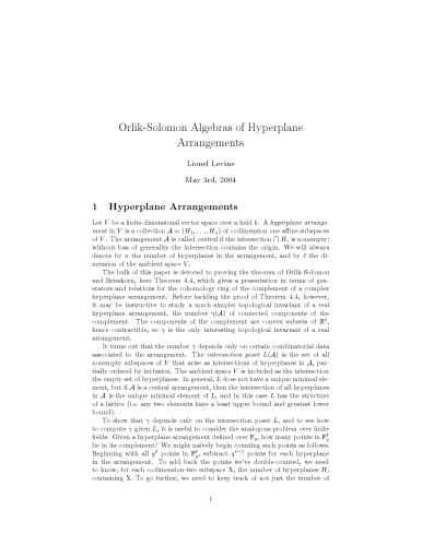 Orlik-Solomon Algebras of Hyperplane Arrangements