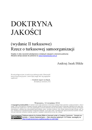 Doktryna jakości. Rzecz o turkusowej samoorganizacji