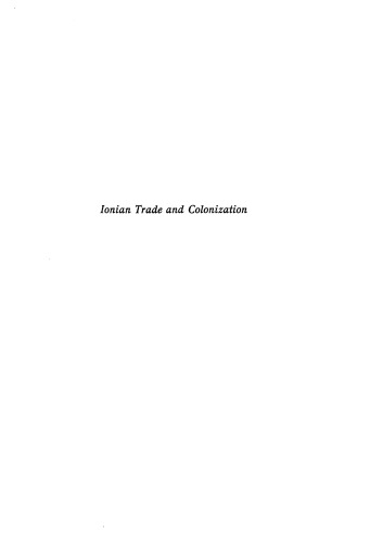 Ionian Trade and Colonization