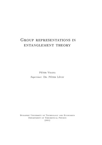 Group representations in entanglement theory [PhD thesis]