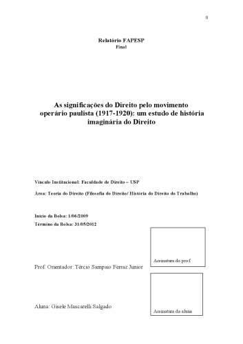 As significações do Direito pelo movimento operário paulista (1917-1920)