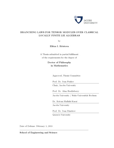 Branching laws for tensor modules over classical locally finite Lie algebras [PhD thesis]