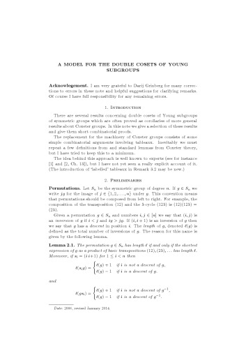 A model for the double cosets of the Young subgroups [expository notes]