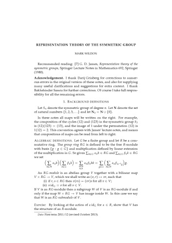 Representation theory of the symmetric group [Lecture notes]