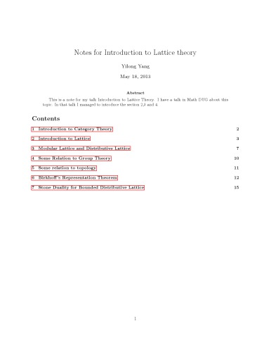 Notes for Introduction to Lattice theory [expository notes]