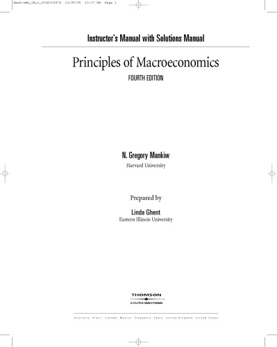 Principles of Macroeconomics, Instructor’s Manual with Solutions Manual