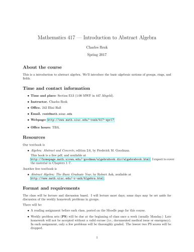 Math 417: Abstract Algebra [Lecture notes]