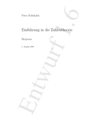 Einführung in die Zahlentheorie [Lecture notes]