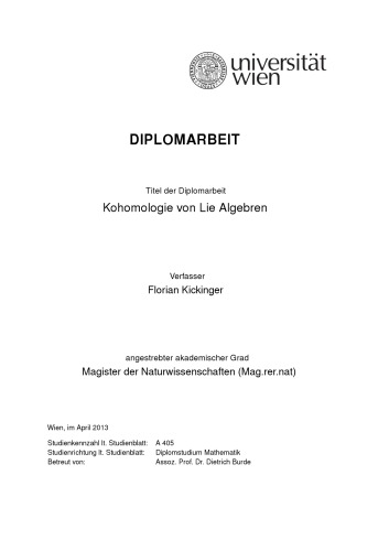 Kohomologie von Lie Algebren [Master thesis]