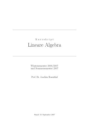 Kurzskript Lineare Algebra [Lecture notes]