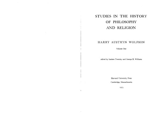 Studies in the History of Philosophy and Religion