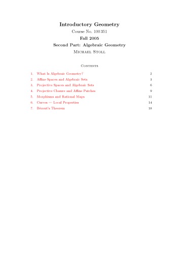 Introductory Geometry 2: Algebraic Geometry [Lecture notes]