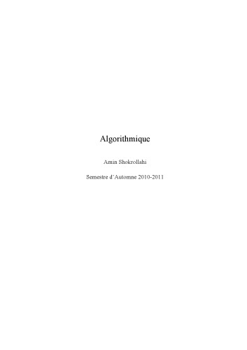 Algorithmique [Lecture notes]