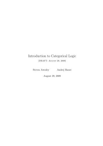 Categorical Logic [Lecture notes]