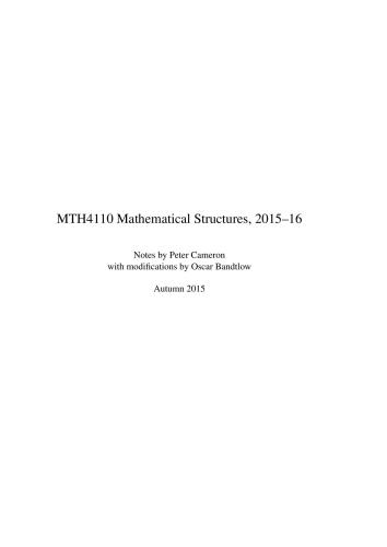 Mathematical Structures [Lecture notes]