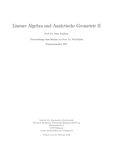 Lineare Algebra und Analytische Geometrie II [Lecture notes]