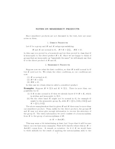 Notes on semidirect products [expository notes]