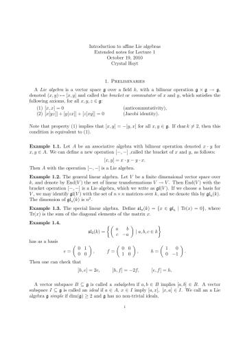 Mini-course on affine Lie algebras [Lecture notes]