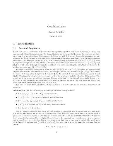 Combinatorics [Lecture notes]