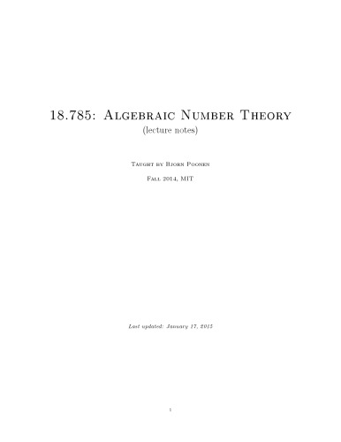 Algebraic number theory [Lecture notes]