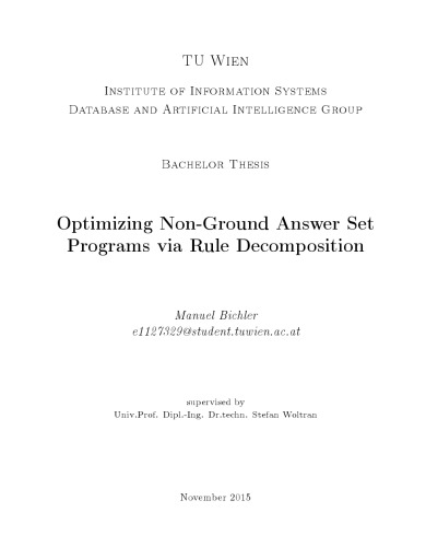 Optimizing Non-Ground Answer Set Programs via Rule Decomposition