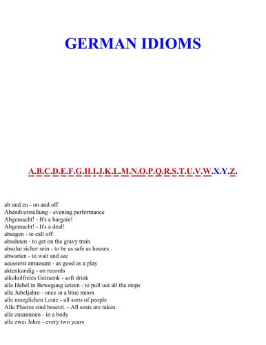 German Idioms