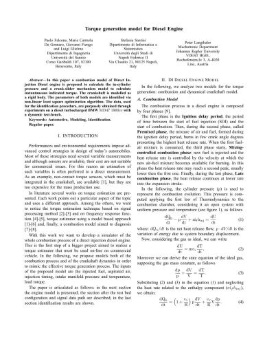 Torque generation model for Diesel Engine