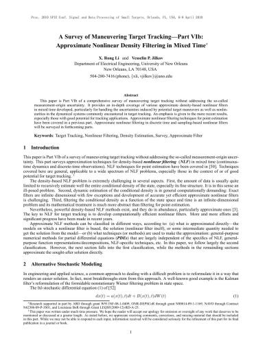 A Survey of Maneuvering Target Tracking-Part VIb: Approximate Nonlinear Density Filtering in Mixed Time