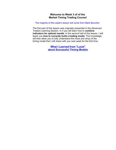 Market & Mutual Fund Timing Trading Course