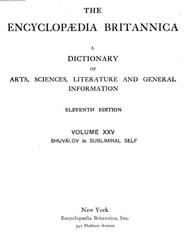 Encyclopedia Britannica. 11th edition. Volume 25