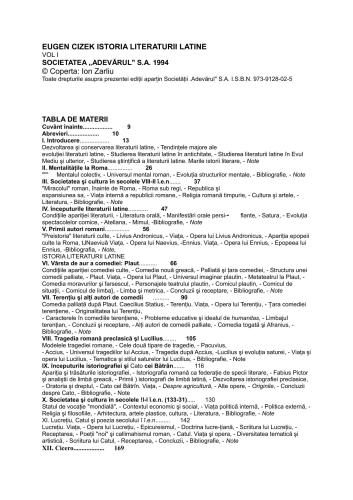 Istoria literaturii latine. Volume I