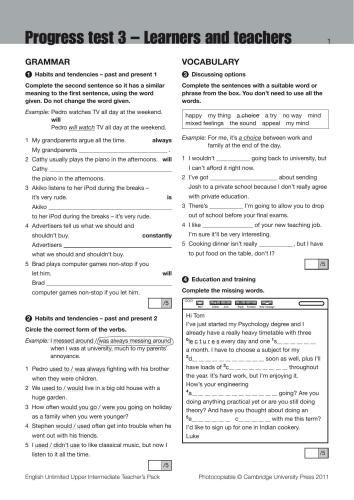 English Unlimited. Upper Intermediate. Coursebook (B2). Progress test 03