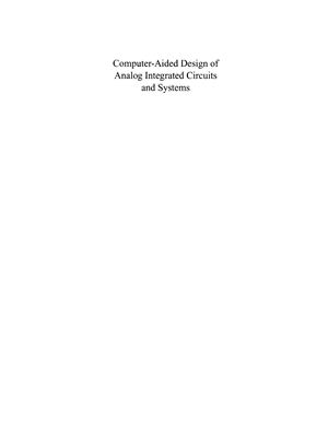 Computer-Aided Design of Analog Integrated Circuits and Systems