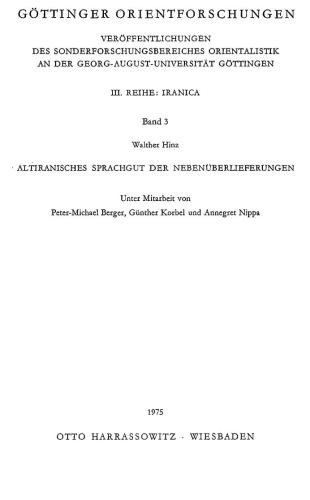 Altiranisches Sprachgut der Nebenüberlieferungen