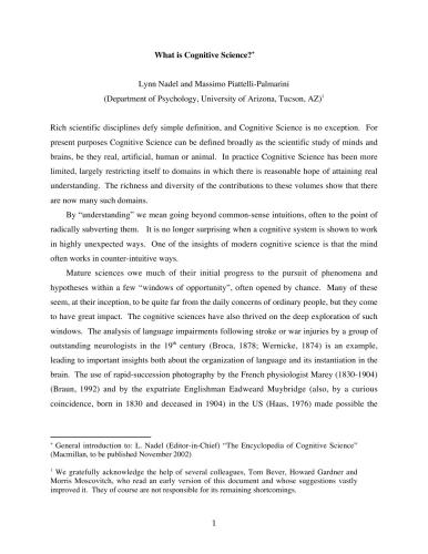 What is Cognitive Science?