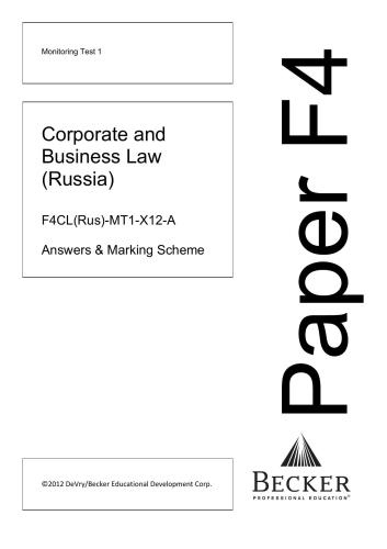 ACCA F4 Corporate and Business Law (Russian) June 2012