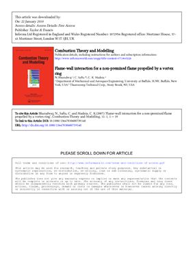 Review articles on the study of combustion. Combustion Theory and Modelling. Volumes Part 11 1-13