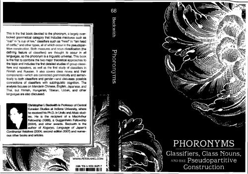 Phoronyms: Classifiers, Class Nouns, and the Pseudopartitive Construction