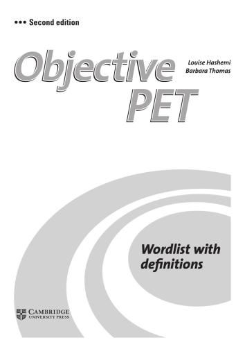 Objective PET - Word list with definitions in 30 Units