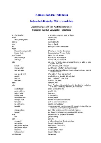 Indonesisch-Deutsches Wörterverzeichnis