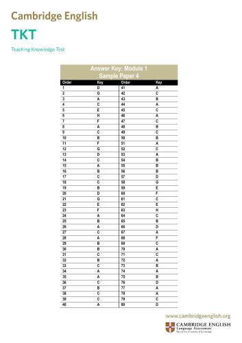 TKT Sample papers Modules 1-3 with answers 2015