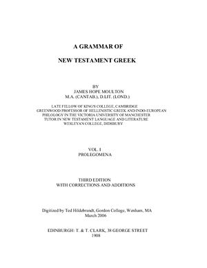 A Grammar of New Testament Greek (Volume 1)