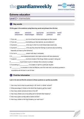 Extreme education - Intermediate level