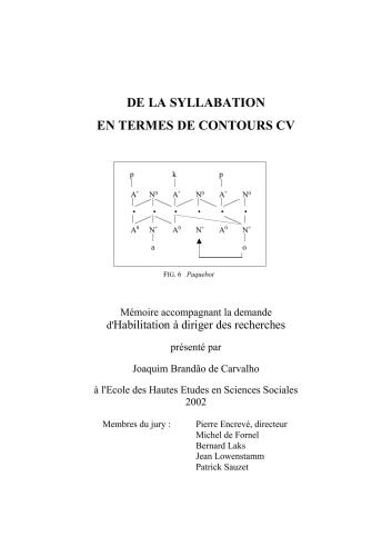 De la syllabation en tèrmes de contours CV