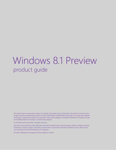 Windows 8.1. Preview product guide