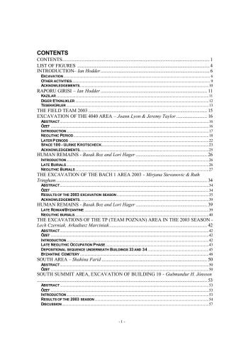 Çatalhöyük Archive Report 2003-2010