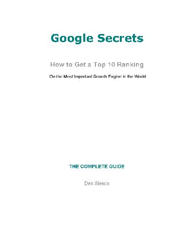 Google Secrets - How To Get A Top 10 Ranking